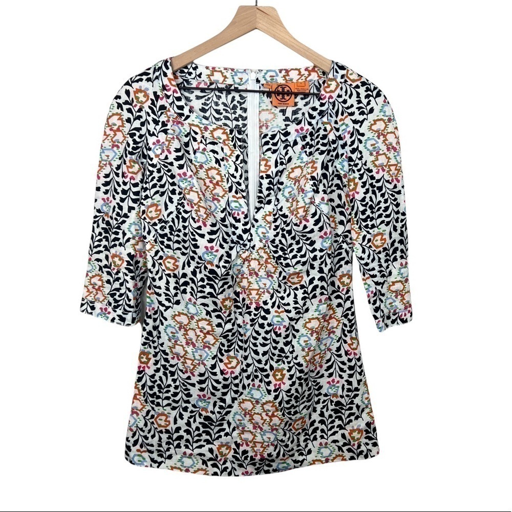 Tory Burch Alexiane Printed Tunic 100% Linen